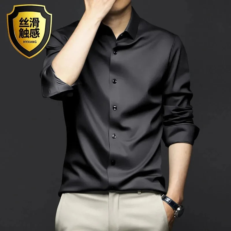 S-5XL Men'S Shirt Long Sleeve Non Iron Wrinkle Resistant Business Dress High End Professional Casual Suit White Shirt