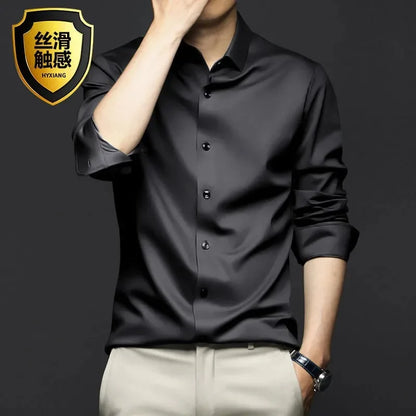 S-5XL Men'S Shirt Long Sleeve Non Iron Wrinkle Resistant Business Dress High End Professional Casual Suit White Shirt