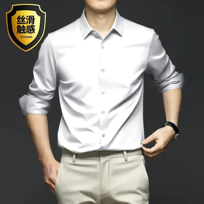 S-5XL Men'S Shirt Long Sleeve Non Iron Wrinkle Resistant Business Dress High End Professional Casual Suit White Shirt