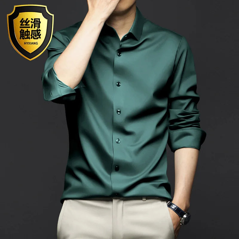 S-5XL Men'S Shirt Long Sleeve Non Iron Wrinkle Resistant Business Dress High End Professional Casual Suit White Shirt