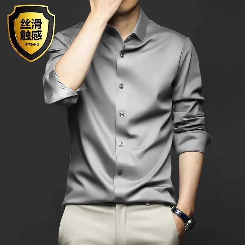 S-5XL Men'S Shirt Long Sleeve Non Iron Wrinkle Resistant Business Dress High End Professional Casual Suit White Shirt