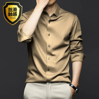 S-5XL Men'S Shirt Long Sleeve Non Iron Wrinkle Resistant Business Dress High End Professional Casual Suit White Shirt
