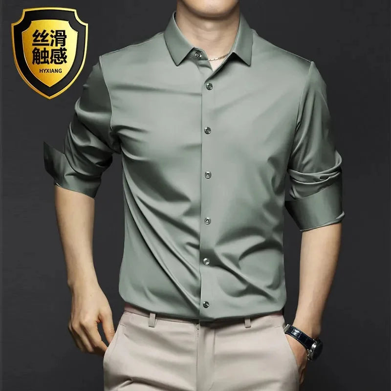 S-5XL Men'S Shirt Long Sleeve Non Iron Wrinkle Resistant Business Dress High End Professional Casual Suit White Shirt