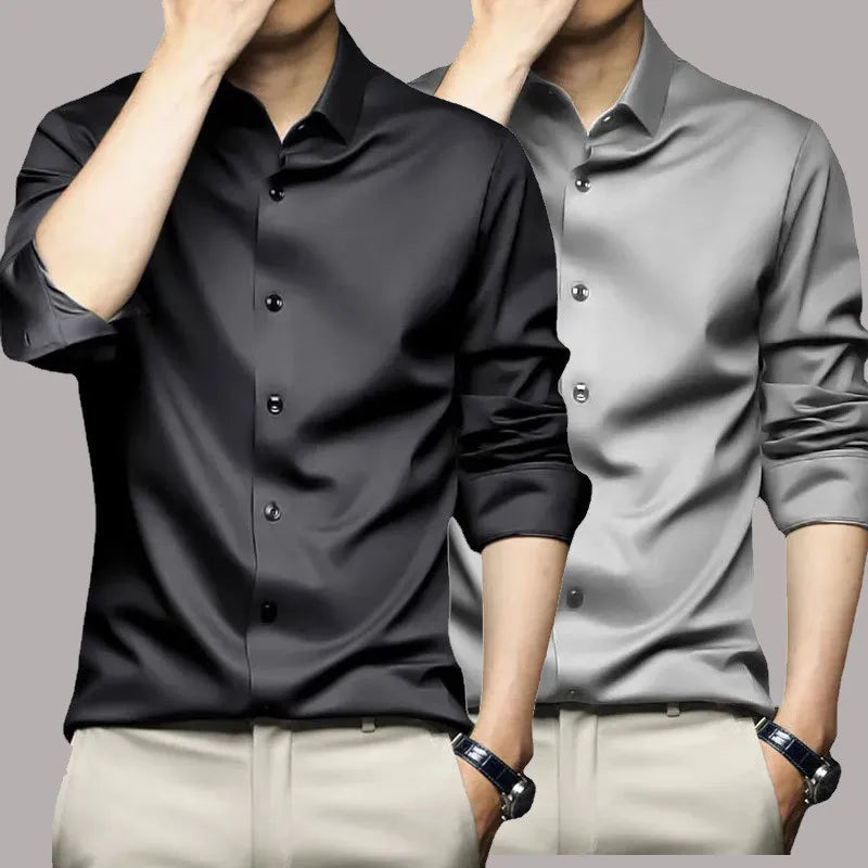 S-5XL Men'S Shirt Long Sleeve Non Iron Wrinkle Resistant Business Dress High End Professional Casual Suit White Shirt