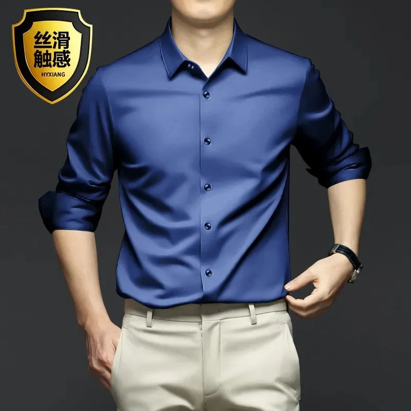 S-5XL Men'S Shirt Long Sleeve Non Iron Wrinkle Resistant Business Dress High End Professional Casual Suit White Shirt