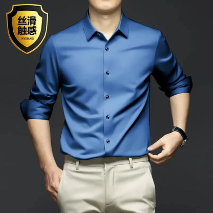 S-5XL Men'S Shirt Long Sleeve Non Iron Wrinkle Resistant Business Dress High End Professional Casual Suit White Shirt