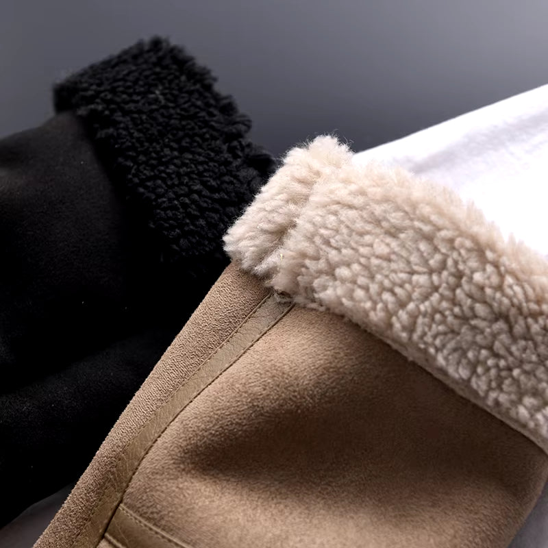 2026 Winter Women Thick Warm Suede Lamb Jacket Short Motorcycle Brown Coats Faux Shearling Sheepskin Leather Jackets Outwear