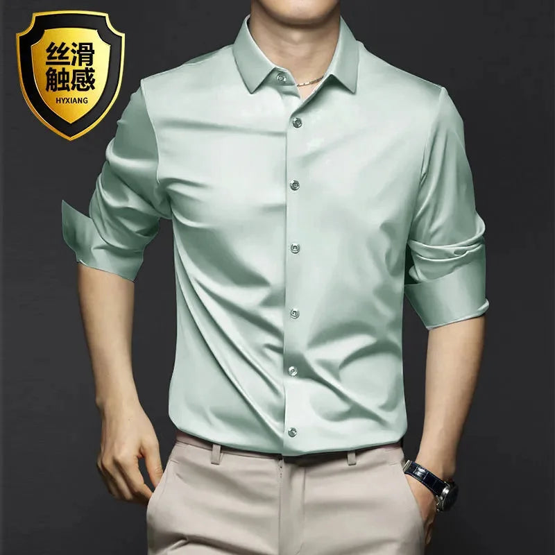 S-5XL Men'S Shirt Long Sleeve Non Iron Wrinkle Resistant Business Dress High End Professional Casual Suit White Shirt